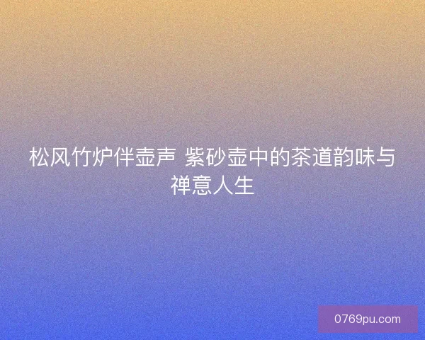 松风竹炉伴壶声 紫砂壶中的茶道韵味与禅意人生