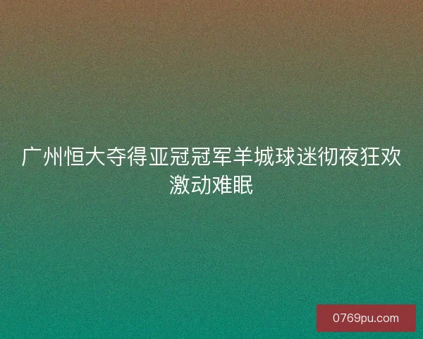 广州恒大夺得亚冠冠军羊城球迷彻夜狂欢激动难眠